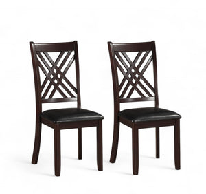 HomeRoots Set of Two Stylish Black Faux Leather Cross-Back Dining Chairs for Versatile Home Decor 318946
