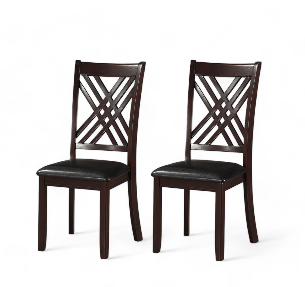 Homeroots Set Of Two Black Upholstered Faux Leather Cross Back Dining Side Chairs  Wood 318946
