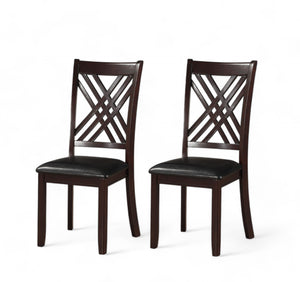 Homeroots Set Of Two Black Upholstered Faux Leather Cross Back Dining Side Chairs  Wood 318946