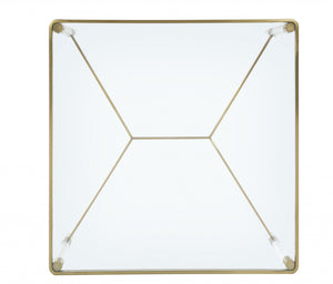 Homeroots 39" X 39" X 17" Clear Acrylic Gold Stainless Steel And Clear Glass Coffee Table   318952