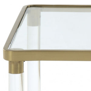 HomeRoots 24" Gold and Clear Glass End Table – Elegant Modern Accent for Living Room, Versatile and Stylish Design 318953