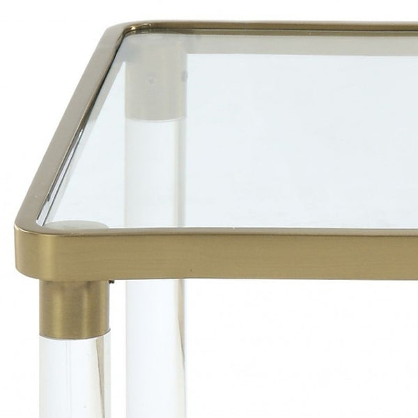 HomeRoots 24" Gold and Clear Glass End Table – Elegant Modern Accent for Living Room, Versatile and Stylish Design 318953