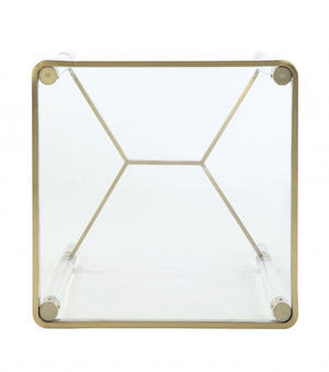 HomeRoots 24" Gold and Clear Glass End Table – Elegant Modern Accent for Living Room, Versatile and Stylish Design 318953