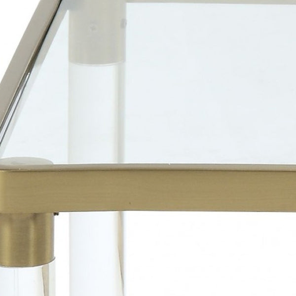 HomeRoots 24" Gold and Clear Glass End Table – Elegant Modern Accent for Living Room, Versatile and Stylish Design 318953