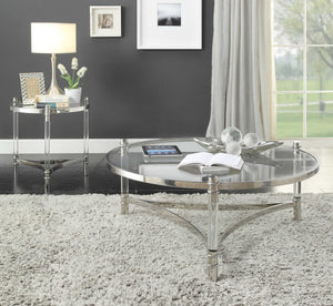Homeroots 41" X 41" X 17" Clear Acrylic Stainless Steel And Clear Glass Coffee Table   318954