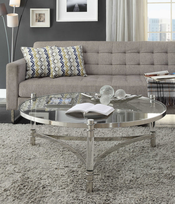 Homeroots 41" X 41" X 17" Clear Acrylic Stainless Steel And Clear Glass Coffee Table   318954