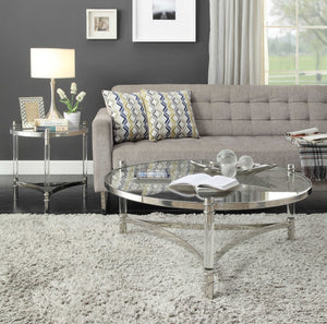 Homeroots 24" Silver And Clear Glass Round End Table   318955