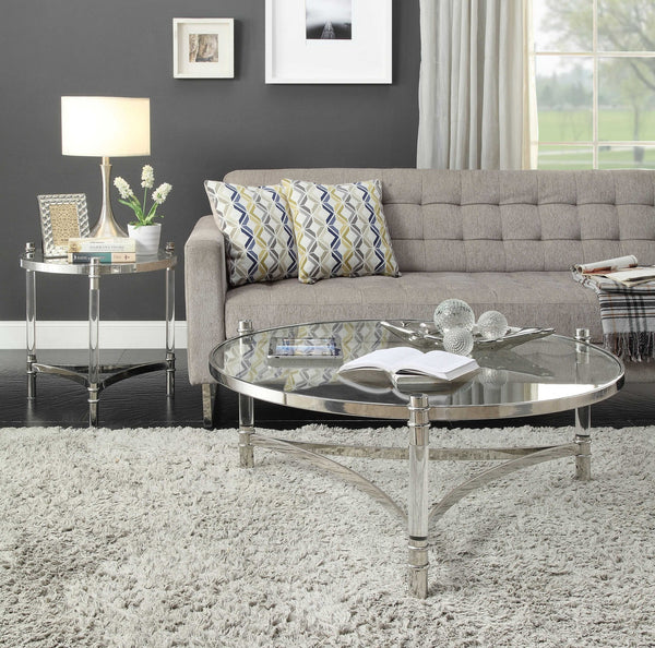 Homeroots 24" Silver And Clear Glass Round End Table   318955