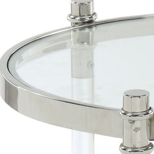 Homeroots 24" Silver And Clear Glass Round End Table   318955