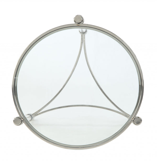 Homeroots 24" Silver And Clear Glass Round End Table   318955