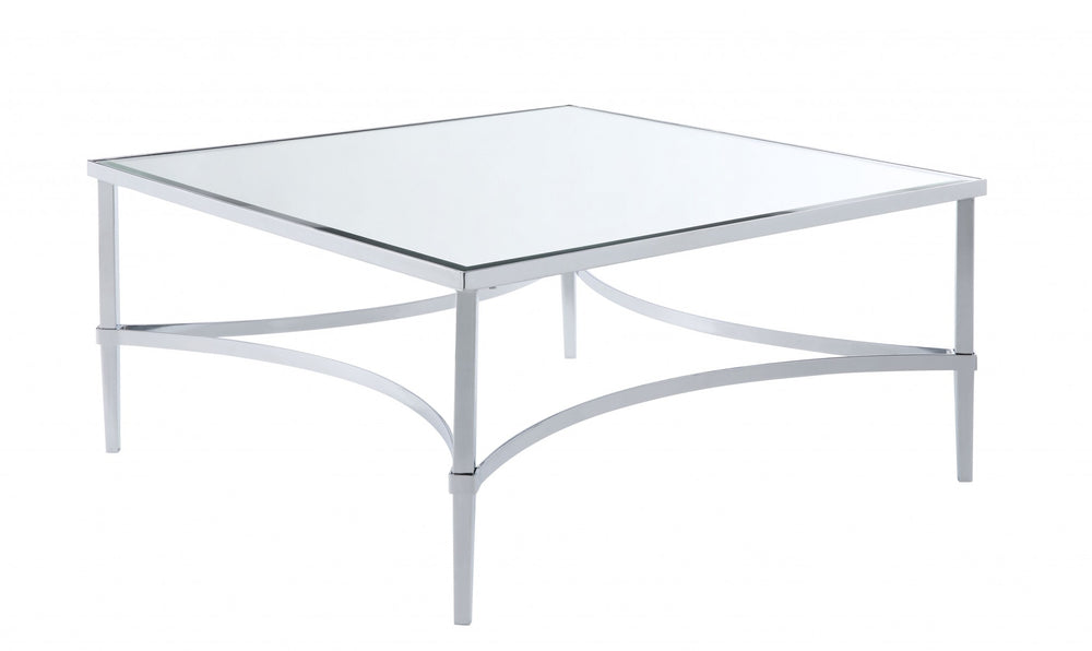 Homeroots 36" X 36" X 18" Chrome And Mirrored Coffee Table   318956