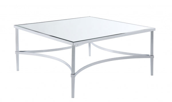 Homeroots 36" X 36" X 18" Chrome And Mirrored Coffee Table   318956