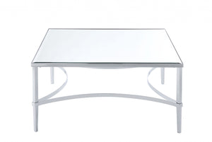 Homeroots 36" X 36" X 18" Chrome And Mirrored Coffee Table   318956