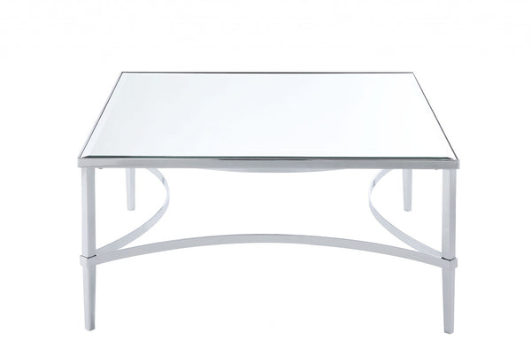 Homeroots 36" X 36" X 18" Chrome And Mirrored Coffee Table   318956