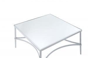 Homeroots 36" X 36" X 18" Chrome And Mirrored Coffee Table   318956