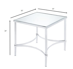 HomeRoots 24" Chrome and Mirrored Glass Square End Table – Modern Glam Accent for Living Room & Bedroom Decor 318957
