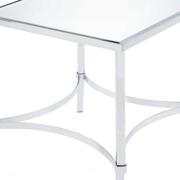 HomeRoots 24" Chrome and Mirrored Glass Square End Table – Modern Glam Accent for Living Room & Bedroom Decor 318957