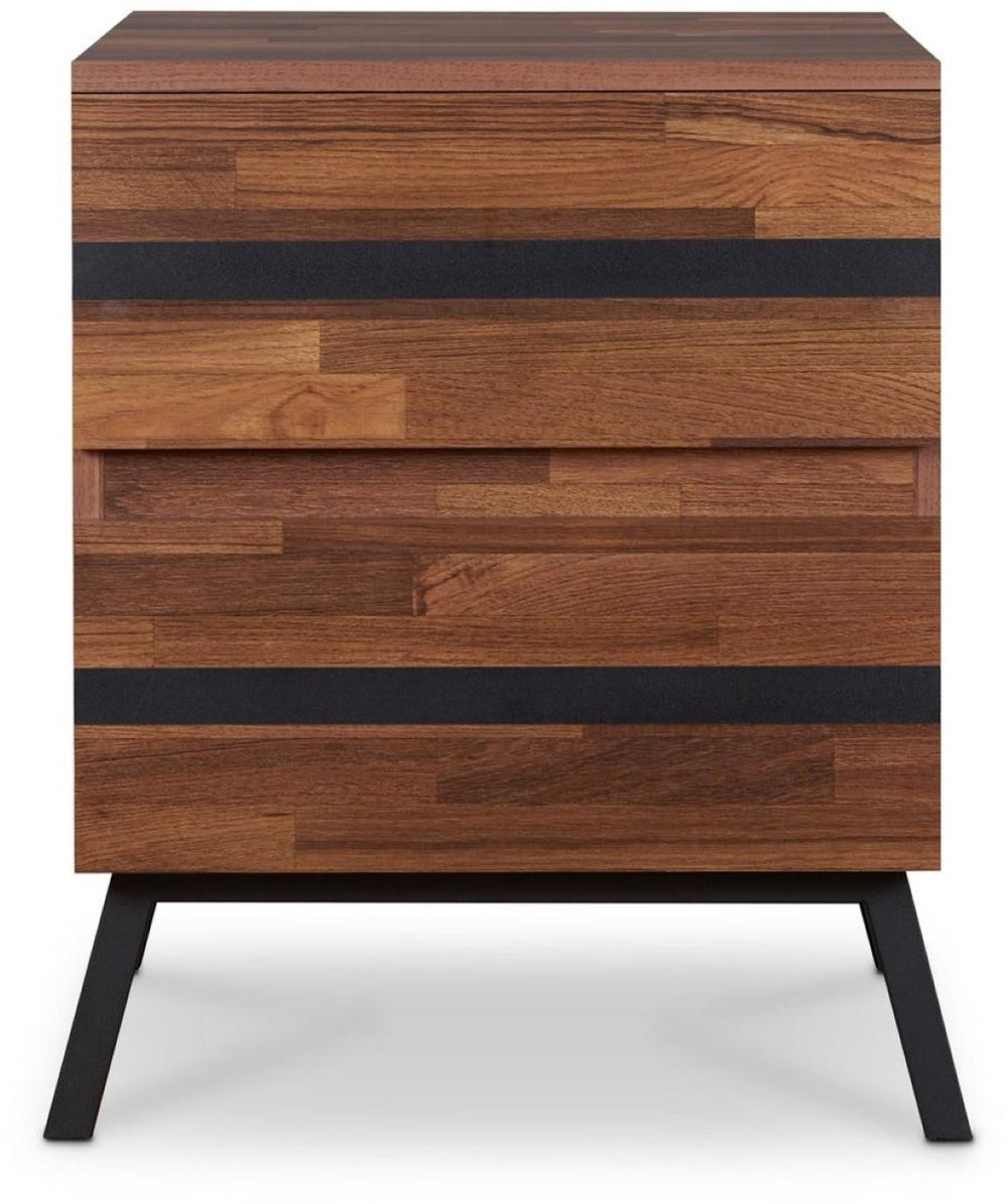 HomeRoots 23" Rustic-Industrial Black and Brown End Table with Two Drawers for Stylish Storage Solutions 318980