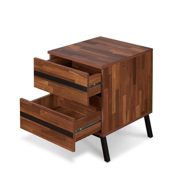 HomeRoots 23" Rustic-Industrial Black and Brown End Table with Two Drawers for Stylish Storage Solutions 318980