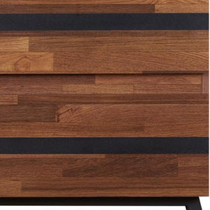 HomeRoots 23" Rustic-Industrial Black and Brown End Table with Two Drawers for Stylish Storage Solutions 318980