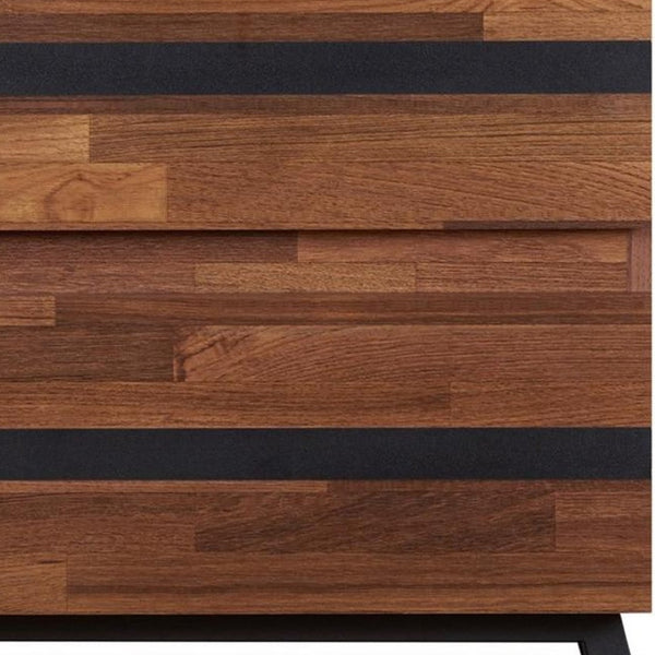 HomeRoots 23" Rustic-Industrial Black and Brown End Table with Two Drawers for Stylish Storage Solutions 318980