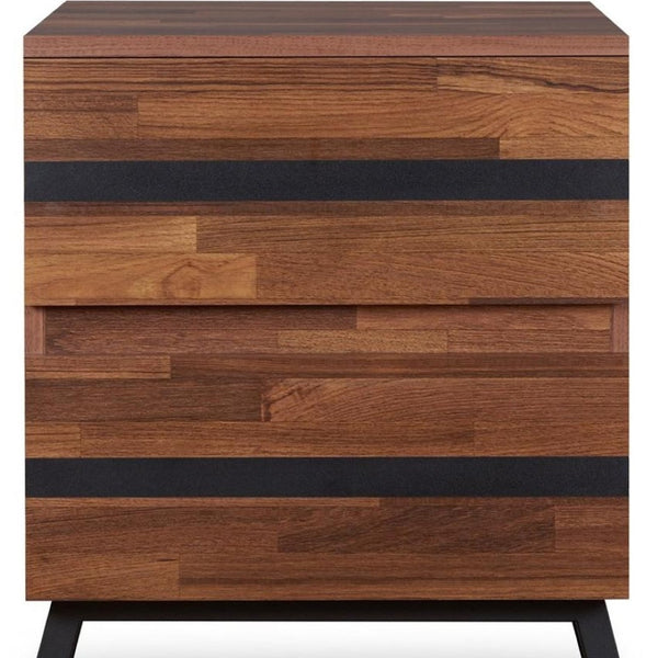 HomeRoots 23" Rustic-Industrial Black and Brown End Table with Two Drawers for Stylish Storage Solutions 318980