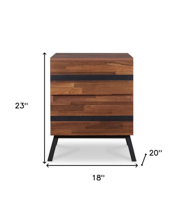 HomeRoots 23" Rustic-Industrial Black and Brown End Table with Two Drawers for Stylish Storage Solutions 318980