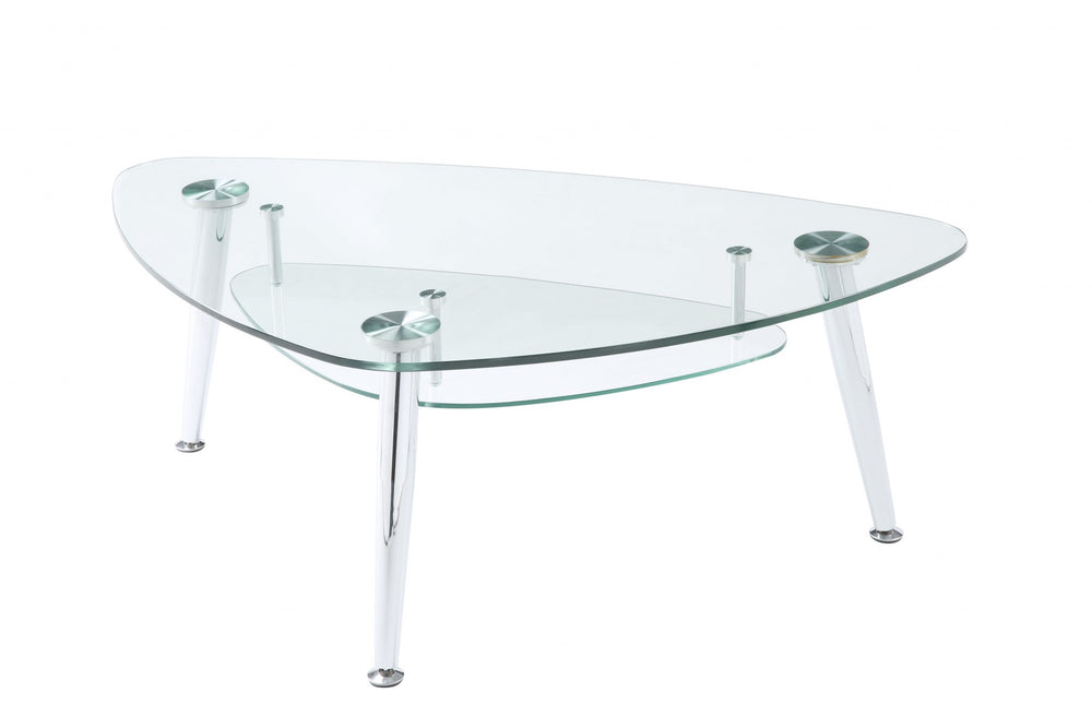 Homeroots 50" X 30" X 18" Chrome And Clear Glass Coffee Table   318981