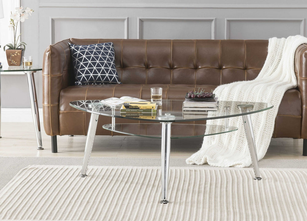 Homeroots 50" X 30" X 18" Chrome And Clear Glass Coffee Table   318981