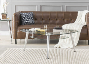 Homeroots 50" X 30" X 18" Chrome And Clear Glass Coffee Table   318981