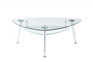 Homeroots 50" X 30" X 18" Chrome And Clear Glass Coffee Table   318981
