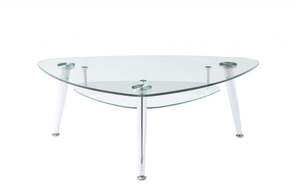 Homeroots 50" X 30" X 18" Chrome And Clear Glass Coffee Table   318981