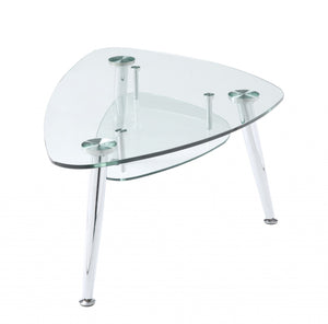 Homeroots 50" X 30" X 18" Chrome And Clear Glass Coffee Table   318981