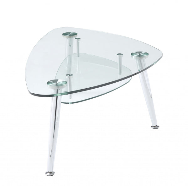 Homeroots 50" X 30" X 18" Chrome And Clear Glass Coffee Table   318981