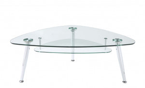 Homeroots 50" X 30" X 18" Chrome And Clear Glass Coffee Table   318981