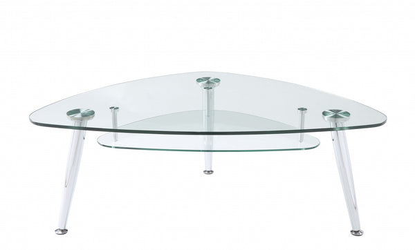 Homeroots 50" X 30" X 18" Chrome And Clear Glass Coffee Table   318981