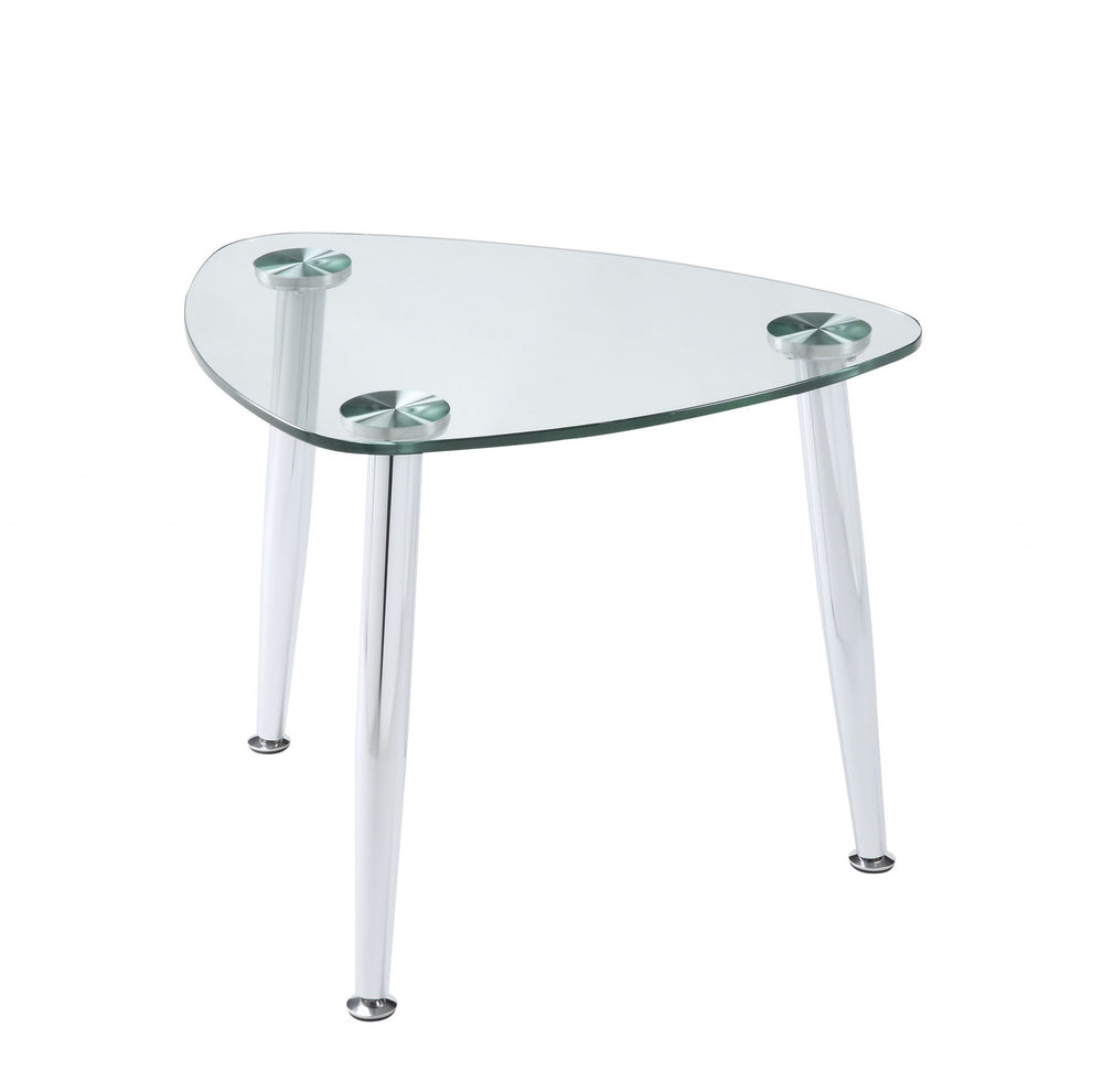 Homeroots 30" Silver And Clear Glass End Table   318982