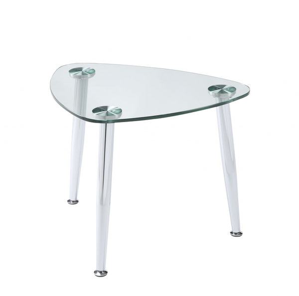 Homeroots 30" Silver And Clear Glass End Table   318982