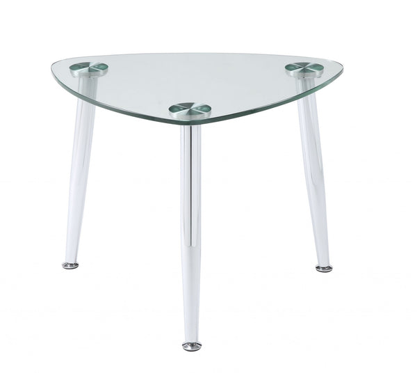 Homeroots 30" Silver And Clear Glass End Table   318982
