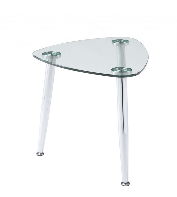 Homeroots 30" Silver And Clear Glass End Table   318982