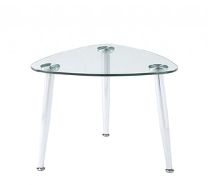 Homeroots 30" Silver And Clear Glass End Table   318982
