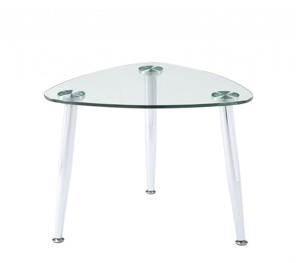 Homeroots 30" Silver And Clear Glass End Table   318982