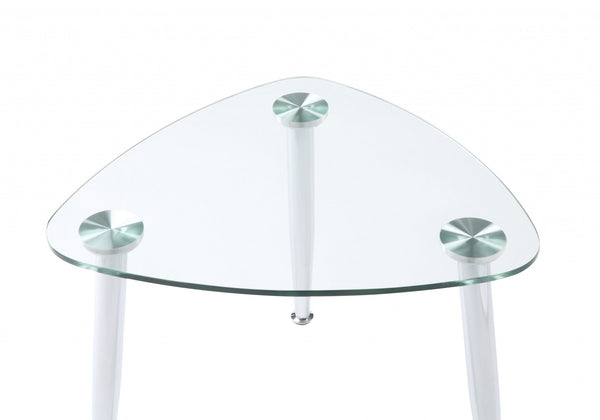 Homeroots 30" Silver And Clear Glass End Table   318982