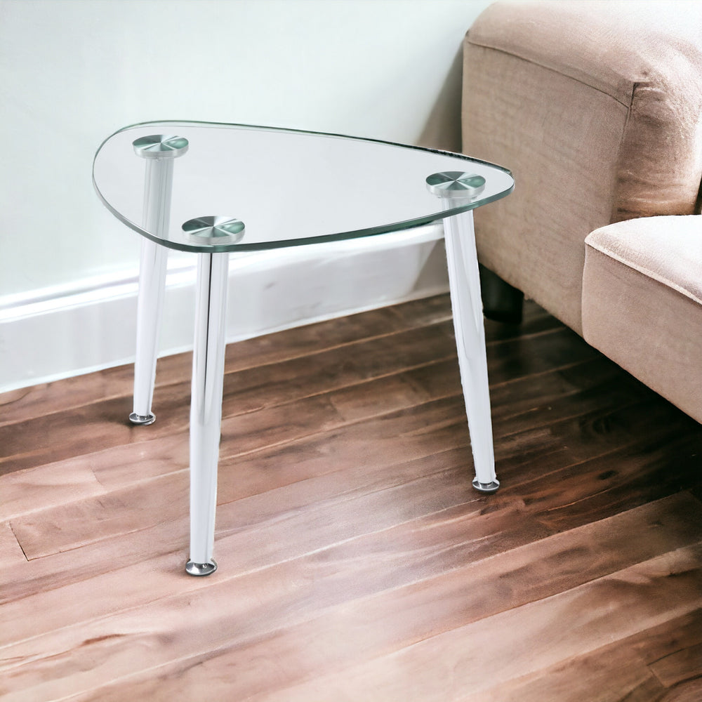 Homeroots 30" Silver And Clear Glass End Table   318982