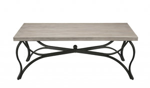 Homeroots 48" X 24" X 19" 3pc Gray Oak And Black Coffee And End Set   318984