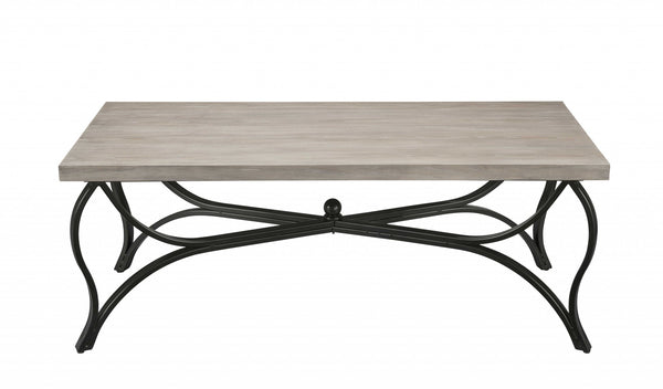 Homeroots 48" X 24" X 19" 3pc Gray Oak And Black Coffee And End Set   318984