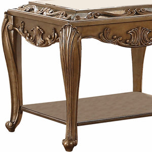 Homeroots 25" Antique Gold And Mirrored Mirrored Square End Table With Magazine Holder   318986