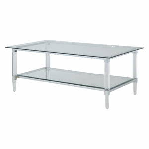 Homeroots 48" X 26" X 18" Clear Acrylic Chrome And Clear Glass Coffee Table   318988