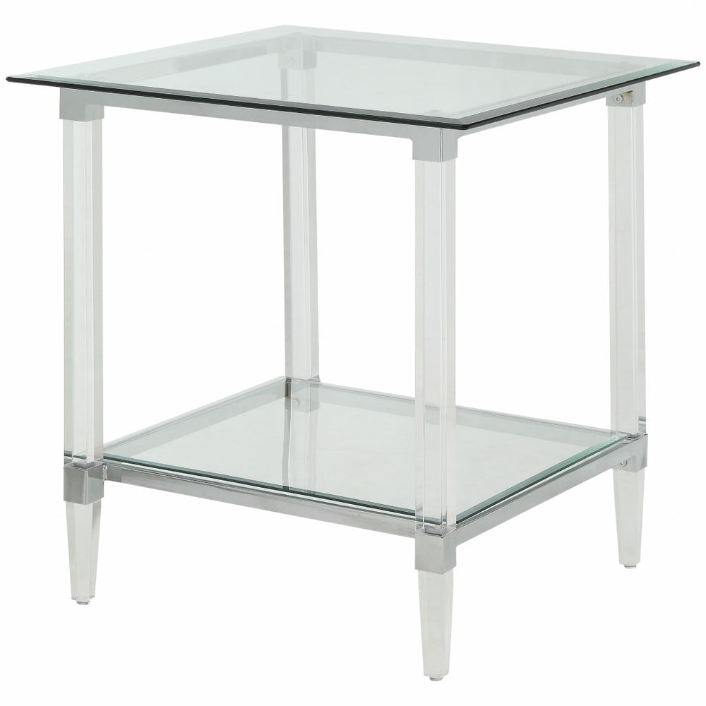 HomeRoots 24" Clear Acrylic and Glass Square End Table - Modern Minimalist Design for Versatile Living Spaces 318989
