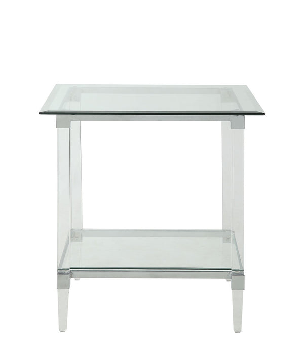 HomeRoots 24" Clear Acrylic and Glass Square End Table - Modern Minimalist Design for Versatile Living Spaces 318989